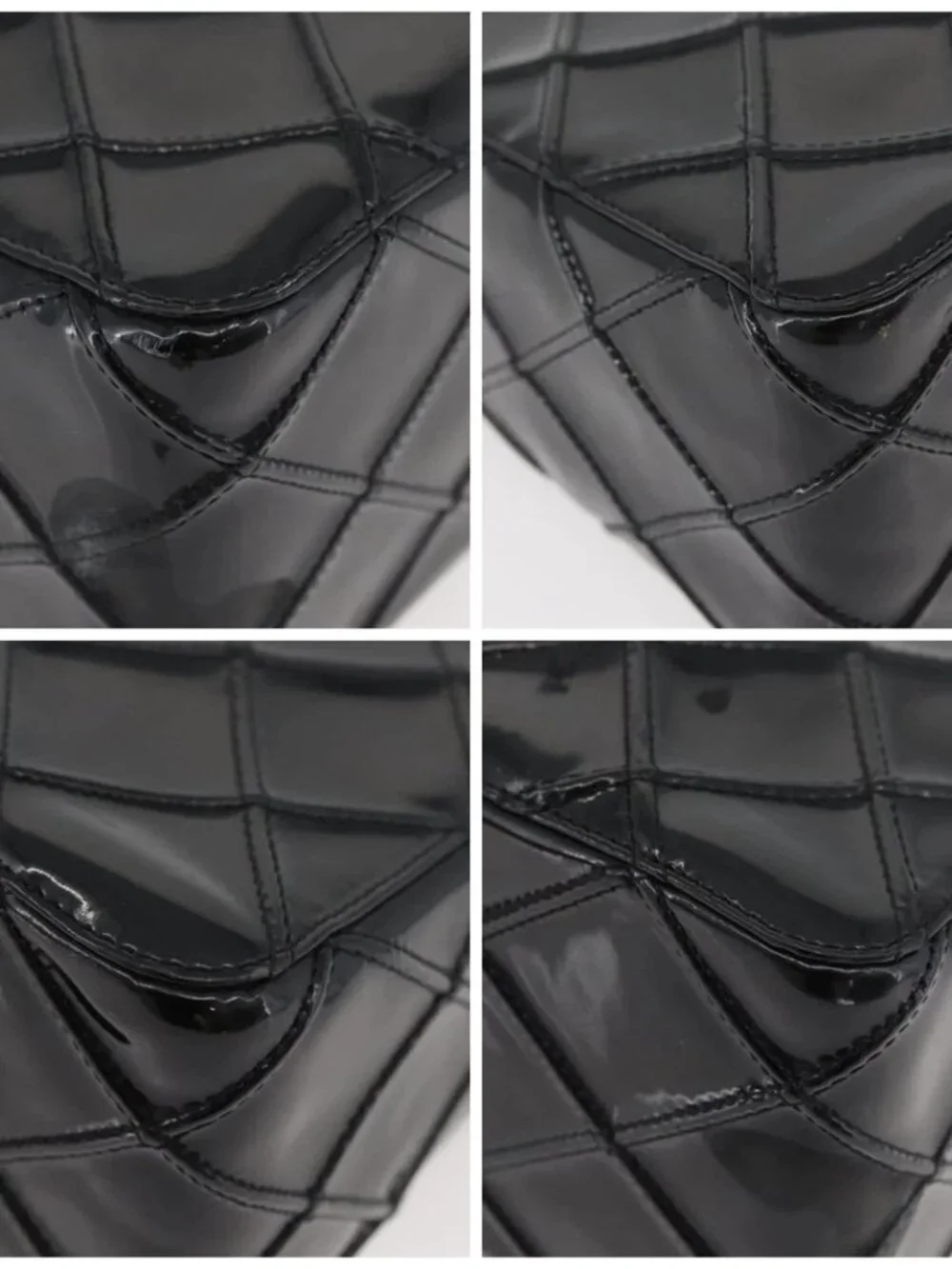 CHANEL Bicolore Shoulder Bag Patent leather Black Silver CC Auth BAZ811A